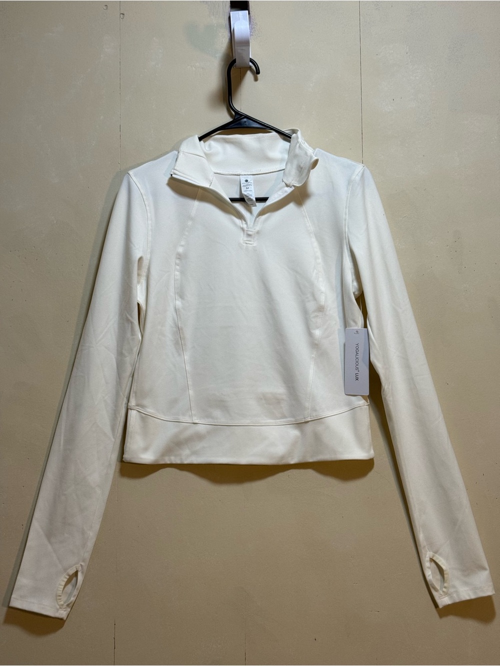 Yogalicious Lux Cream Quarter-Zip Pullover Top Sz M